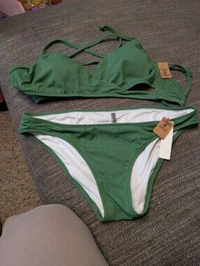 Pink Victoria Secret NWT Green 2Pc Bikini Size Large